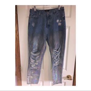 Hologram denim mom jeans